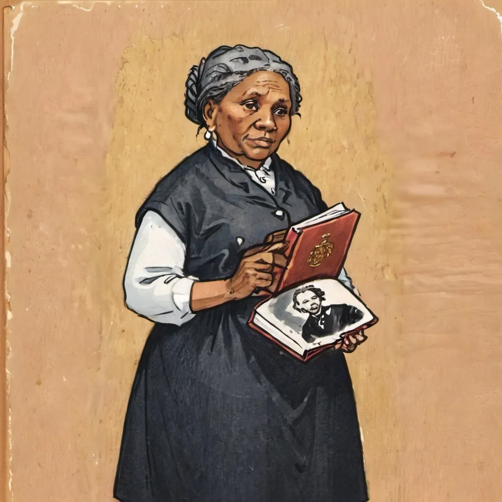 Prompt: a picture of mary seacole holding a book