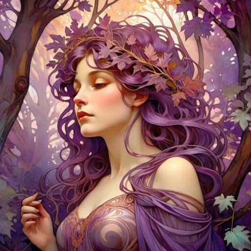 Prompt: Purple tree, (vibrant colors), majestic structure, surreal atmosphere, whimsical background, soft ethereal glow, enchanting forest surroundings, intricate foliage, high contrast shadows, peaceful and magical ambiance, intricate bark texture, every detail standing out, (ultra-detailed), mystical vibes, dappled sunlight filtering through leaves, captivating natural beauty.