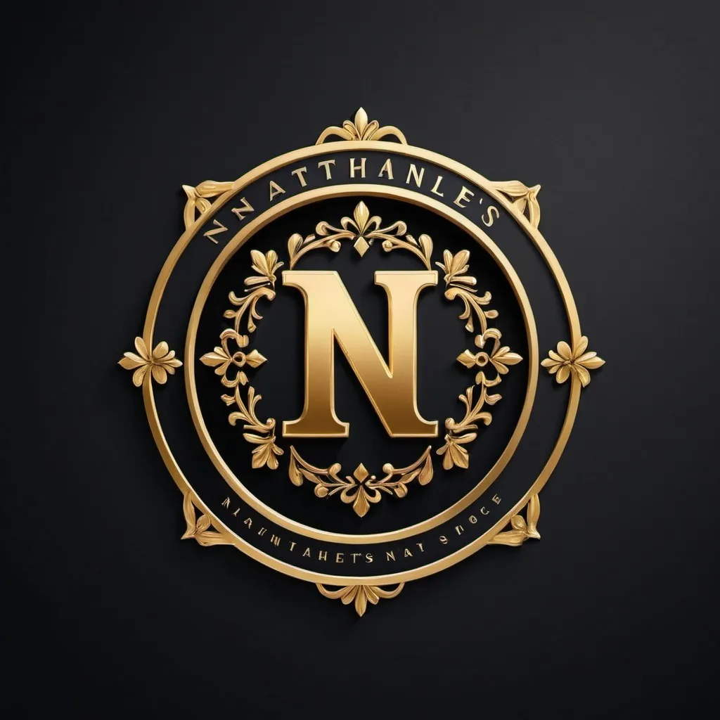 Prompt: Nathaniel's store A luxurious and high-quality logo for a digital store sells all types of products, from individual to industrial, a shiny black and gold symbol, special, symmetrical, interesting variety, eye-catching, money, bit, cash, credit, customer service, it is important that the symbol has the letters na