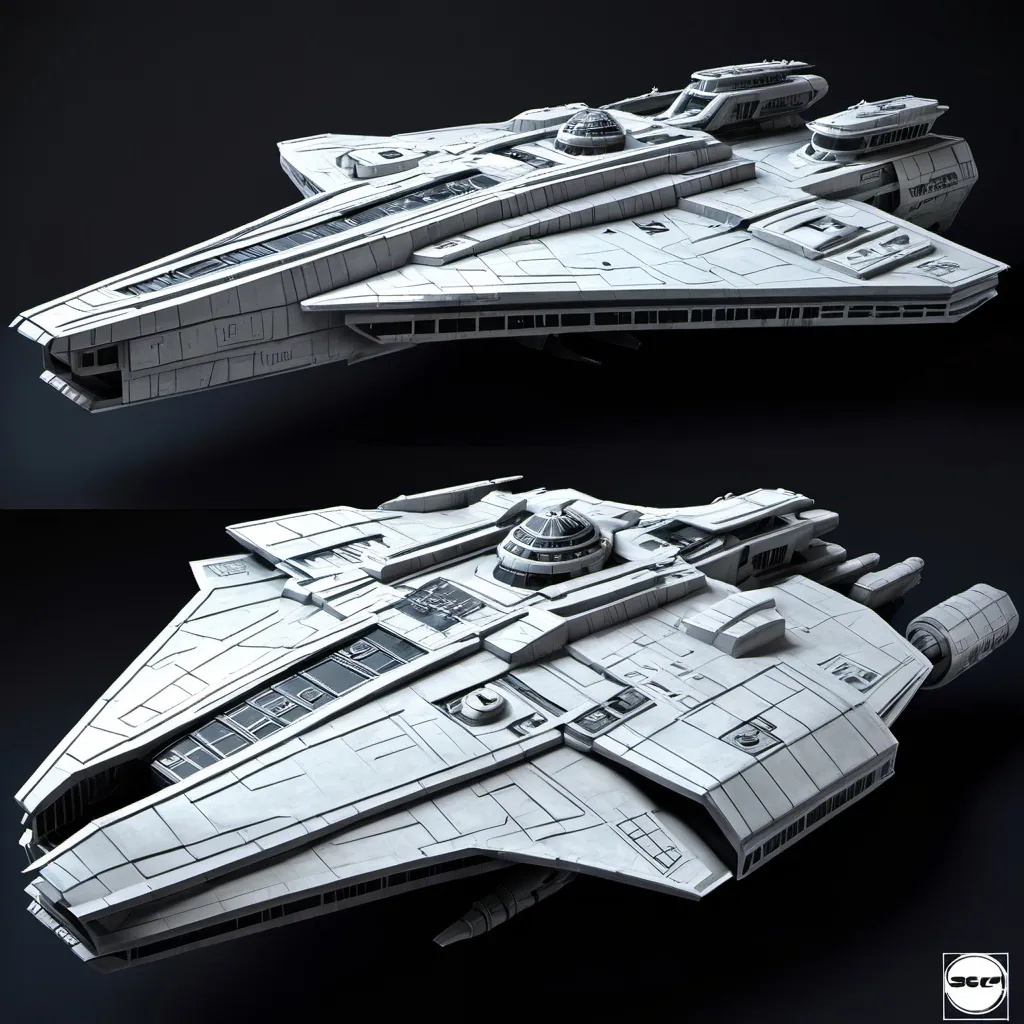 Prompt: Sci-Sci-fi Star wars Monolith spaceship Battleship