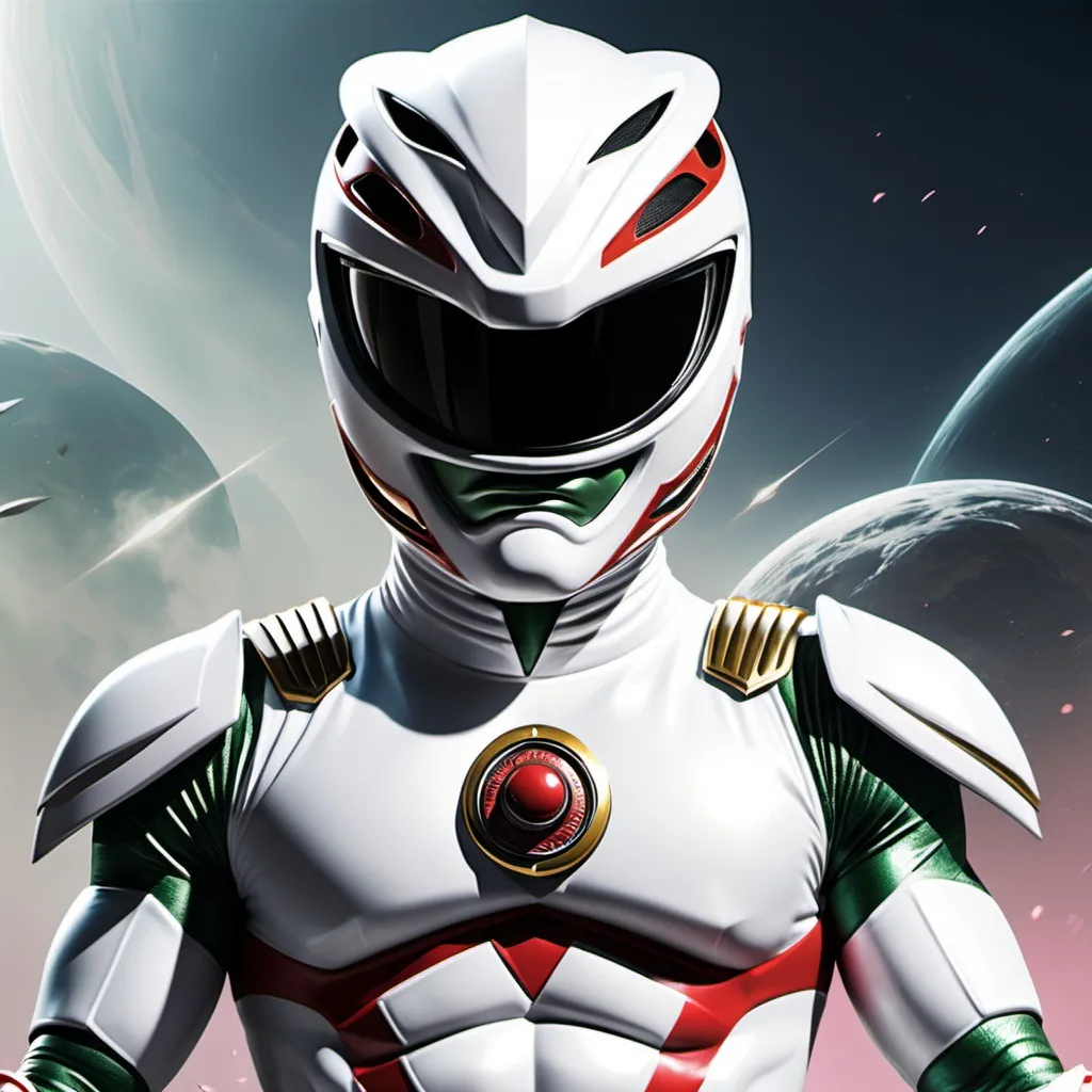Prompt: Sci-fi White power ranger 