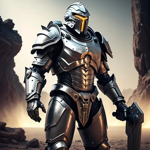 Prompt: Sci-fi spartan Knight in power armor 