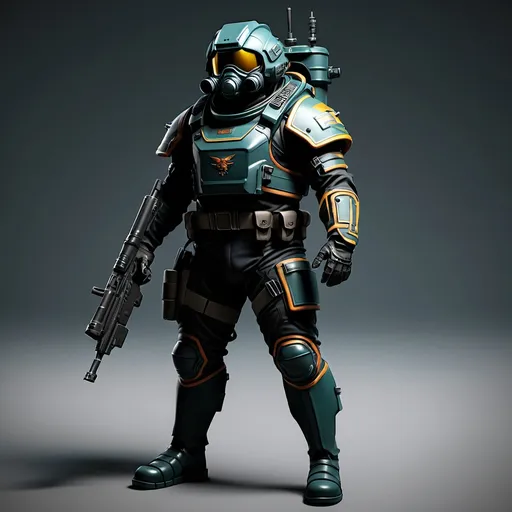 Prompt: Sci-fi helldiver soldier 