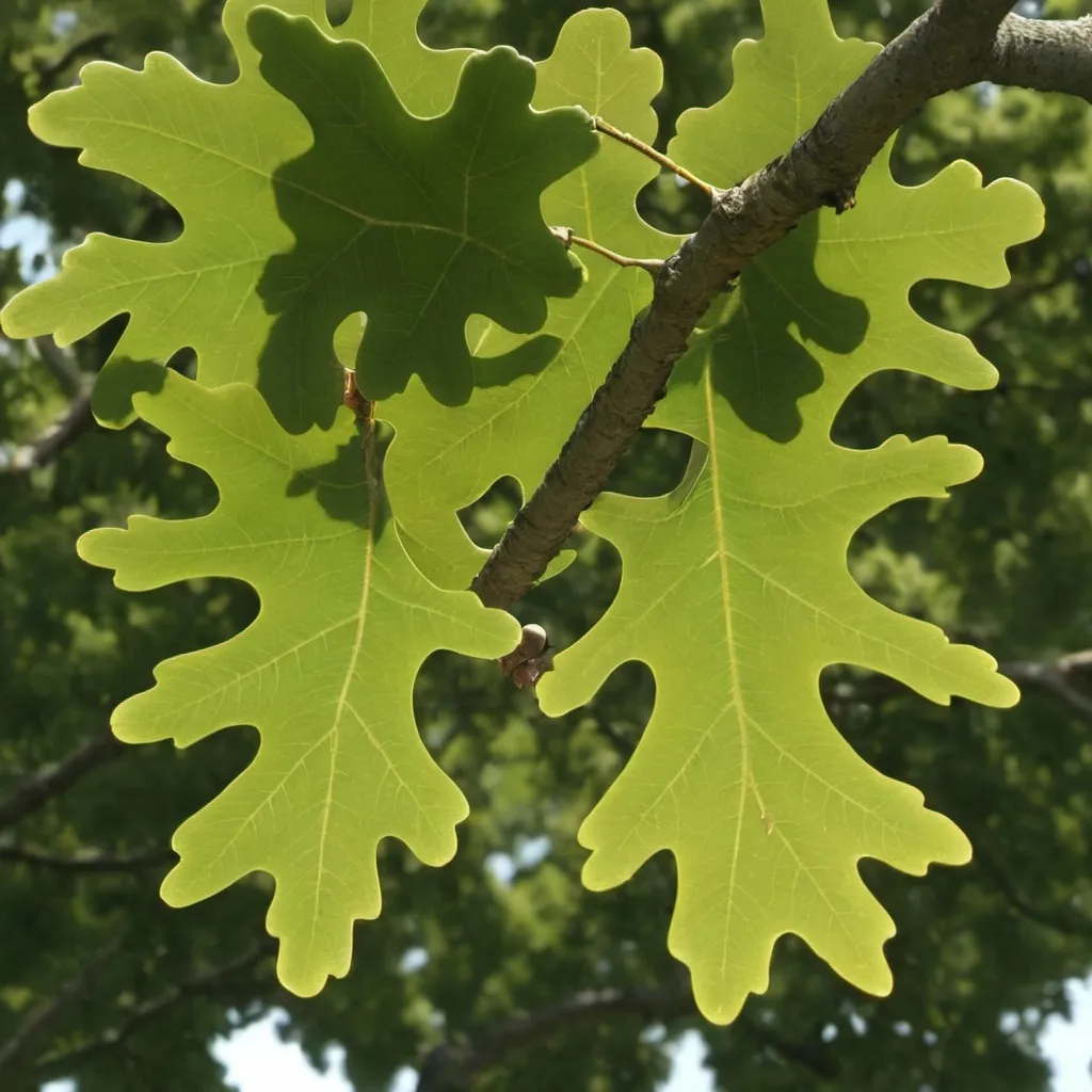 Prompt: Oak (Quercus)Details: Oaks are renowned for their strength and longevity. They can live for hundreds of years and provide vital habitats for numerous wildlife species. Their acorns are a crucial food source for many animals.Habitat: Temperate regions across the Northern Hemisphere.Notable Features: Broad, lobed leaves and rough, sturdy bark.