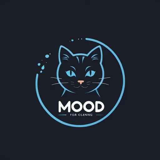 Prompt: create logo with cat shadow
 for cleaning company named Mood for Cleaning