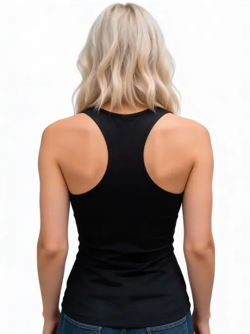 Prompt: The images Image1, Image2, Image3, Image4 represent the character. the character's clothing is Image5. 生成角色背面上半身视图。 需要包含角色完整的头部，保持自然站立姿势，双臂自然下垂。使用纯白色背景。确保上半身完整呈现，符合人体比例。