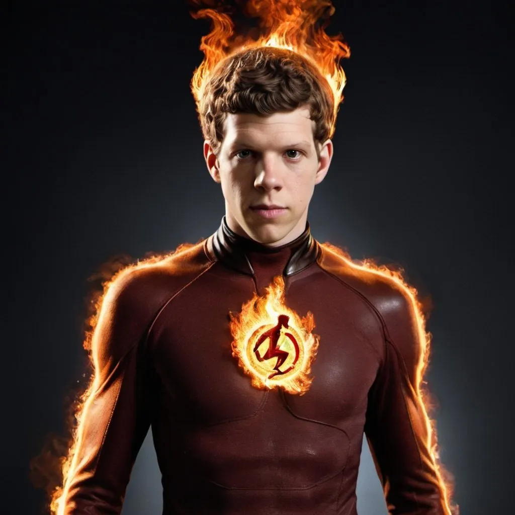 Prompt: Jesse Eisenberg as Human Torch