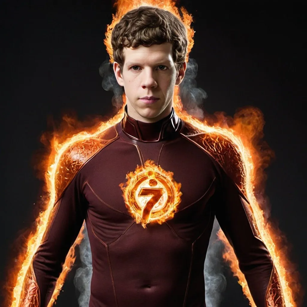 Prompt: Jesse Eisenberg as Human Torch