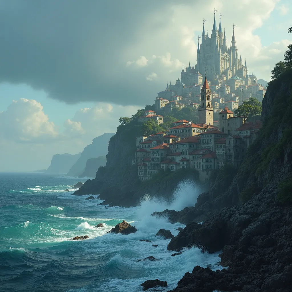 Prompt: A furistic city near sea