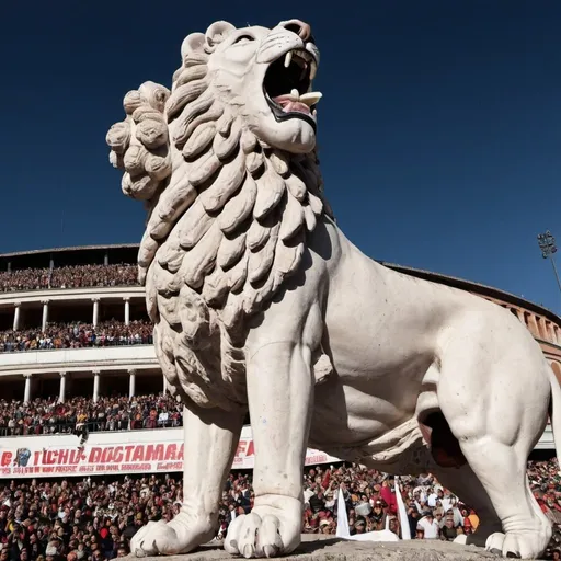 Prompt: la  lucha  en  un  anfiteatro  romano  en  presencia  de  publico  y presencia  del  cesar en  la  tribuna de    luchadores  con   un  leones