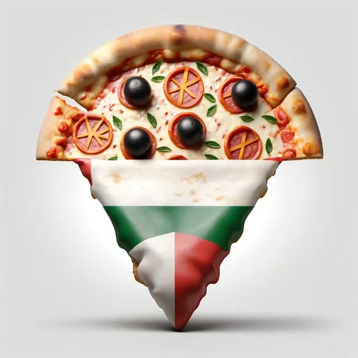 Prompt: agressive Italian pizza with italian flag , funny 