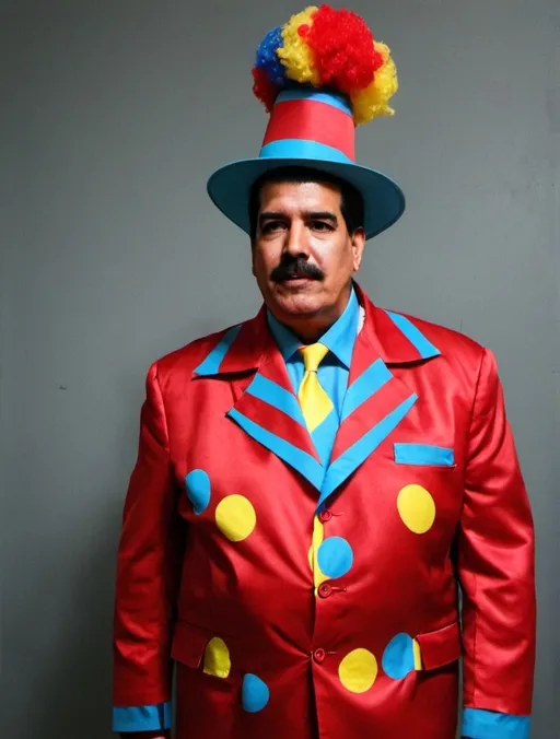 Prompt: Nicolás Maduro dressed and make up like a clown