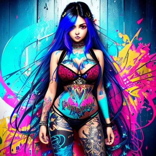 Prompt: patel color painting of gangster girl, girl with long straight hair Jordan shoes , perfect hourglass figure, perfect curves (((Graffiti art) (by Carne Griffiths))), blue wall of roses background, insane details, intricate details, hyperdetailed, low contrast, soft cinematic light, dim colors, exposure blend, hdr, front, beautiful, hyperrealism, detailed, intricate, oil on canvas, natural, realistic, ultra hd intricately detailed hyperdetailed color corrected hyperrealism romanesque oil on canvas vignette golden hour octane render photo 