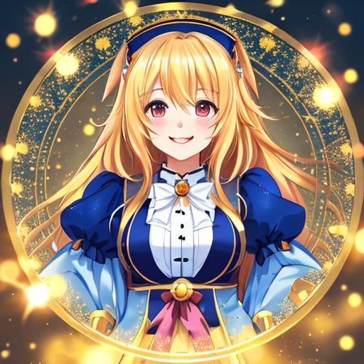 Prompt: Cute golden-retriever anthropomorphized. Anime. A happy smile. Anime, strybk, full Illustration, 4k, sharp focus, smooth soft skin, symmetrical, soft lighting, muted colors, strybk, children's style fairy tales, chibi kawaii.