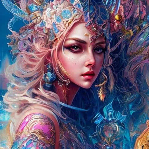 Prompt: strong warrior princess Peach | centered| key visual| intricate| highly detailed| breathtaking beauty| precise lineart| vibrant| comprehensive cinematic| Carne Griffiths| Conrad Roset