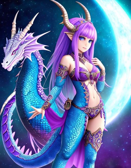 Prompt: Mystical dragon girl, Detailed dragon scales