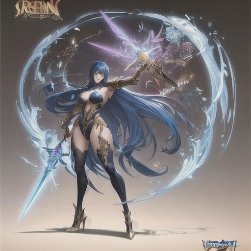 Prompt: Dynamic, highly detailed, character sheets, artstation, concept art, smooth, sharp focus, illustrations, artwork by Frank Frazetta, Artgerm, Carne Griffiths and Wadim Kashin, beautiful and stunning full body Frozen and Vulcan fantastic Super detailed full body, figure golden glow, fantasy armor, holding a sword, perfectly detailed oval human face, long blue hair, intricate blue glowing eyes, white dress, white gloves, holding a wand, white high socks, 32k resolution Greg Rutkowski Rate concept art, Artgerm , WLOP, Alphonse Mucha Dynamic Lighting Ultra Detailed Complex Splatter Art Trends Artstation Ternary Unreal Engine 5 Volumetric Lighting VHS