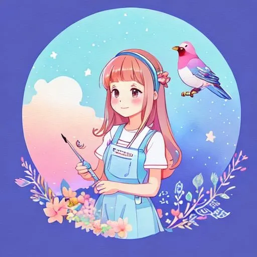 Prompt: (A cute visual designer girl in uniform), (surrounded by drawing tools) , t shirt design,adorable, charming, whimsical, in the style of Studio Ghibli, pastel tetradic colours, 3D vector art, cute and quirky, fantasy art, watercolor effect, bokeh, Adobe Illustrator, hand-drawn, digital painting, low-poly, soft lighting, bird's-eye view, isometric style, retro aesthetic, focused on the character, 4K resolution, photorealistic rendering, using Cinema 4D by kliwon