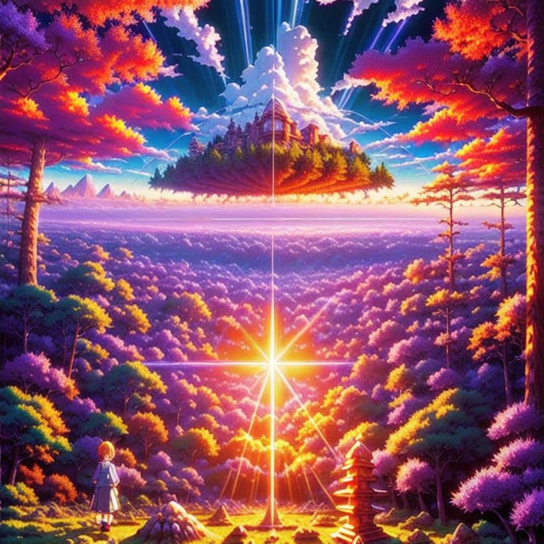 Prompt:  Extremely detailed heaven, HDR, UHD, rhads, global illumination, forest, akira toriyama, crystals, anime, cross