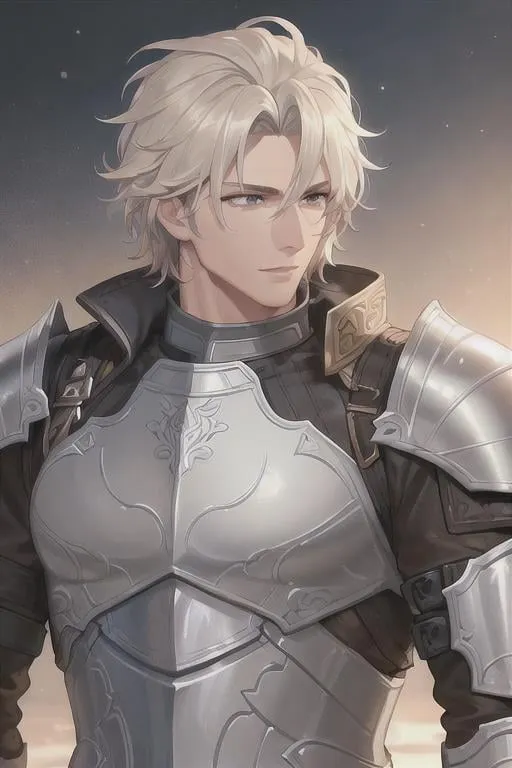 Prompt: male fantasy warrior, very handsome, gray eyes, medium musculature, dirty blonde, short wavy hair, full leather armor, very detailed eyes, UHD, 64K, sharp focus, studio photo, intricate details, highly detailed