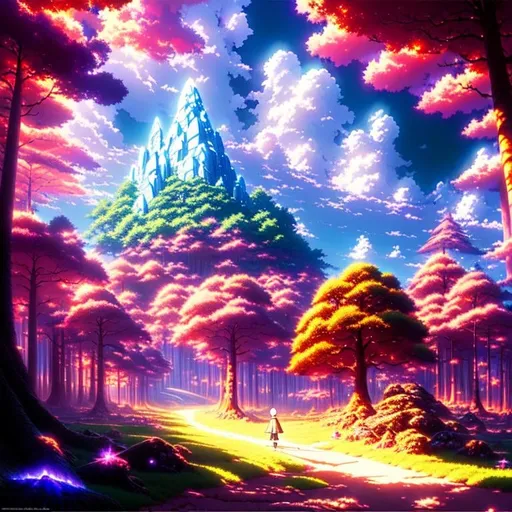 Prompt:  Extremely detailed heaven, HDR, UHD, rhads, global illumination, forest, akira toriyama, crystals, anime, cross