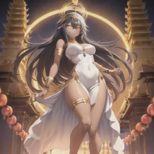 Prompt: an full body anime illustration inspired by the anime  artist Afukuro

Beautiful Cleopatra girl with dark skin black hair in a strait cut and big yellow eyes ,

Temple Architecture Backdrop background,

She wears a white dress


anime artwork with a realistic style, featuring detailed textures, lifelike shading, and accurate proportions,
 

16k, UHD, HDR10, 16K, ((Masterpiece)) , Absurdres,