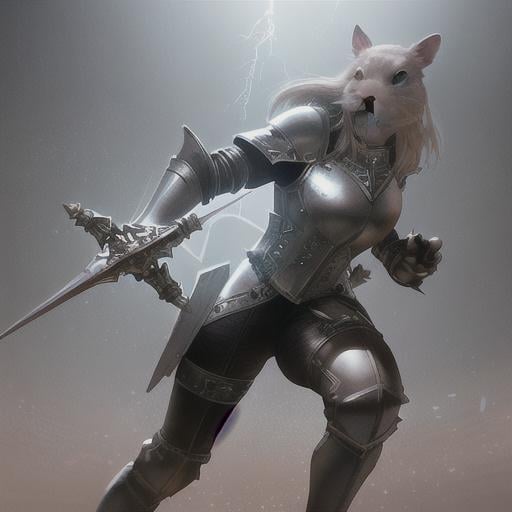 Prompt: adventurous rabbit in leather armor wielding a rapier and shield highly detailed, fine complex micro-details, 8k, volumetric lightning, ethereal light, extremely detailed, octane rendering, hyperrealistic, unreal engine