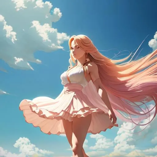 Prompt: Digital style painting, Rangiku Matsumoto, style of Pixar, Fragonard, highly-detailed, cinematic, washed out palette, soft pastel color palette, sunny day, translucent, long hair, arms visible, light shafts, action, legs visinble, perfect composition, hyperrealistic, super detailed, 8k, high quality, sharp focus, intricate details, highly detailed, dynamic lighting, detailed and intricate environment, highest quality