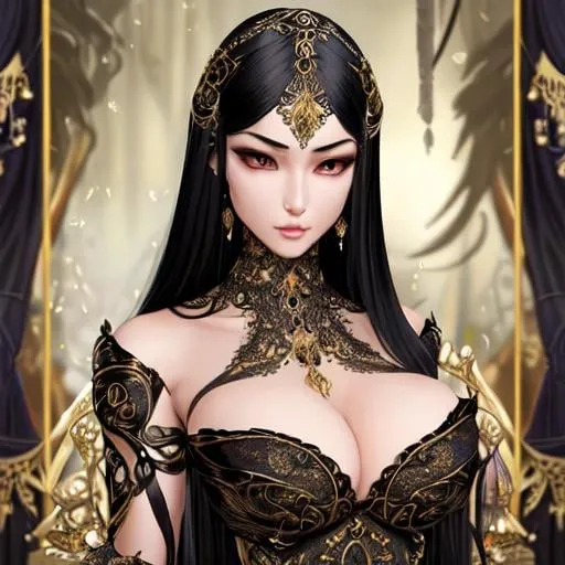 Prompt: Elegant silky black hair,gorgeous woman, fantasy aesthetic,, harem pants, soft delicate features, ultra detailed, beautiful face, intricate, elegant, 334k, insanely detailed, insanely realistic, insane details,  hyper detail, high detail, athletic body, high cheekbones, detailed face.ultra realistic, full body and face focus, intricate details, exceptional detail, fantasy, ethereal lighting, hyper sharp, sharp focus, photorealistic portrait, detailed face, highly detailed, realistic, hyper realistic, colorful, Ultra realistic, , Highly detailed photo realistic digital artwork. High definition. Face by Tom Bagshaw and art by Sakimichan, Android Jones" and tom bagshaw, Biggals, unreal engine 5, VQGAN+CLIP