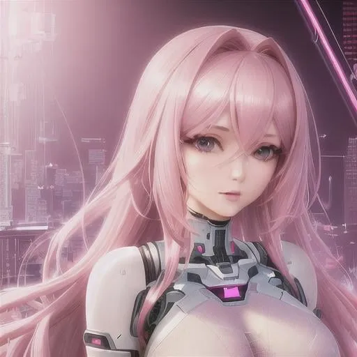 Prompt: Character Sheet, Long wavy,light pink hair,complex 3d render ultra detailed of a beautiful porcelain Front face woman android face, cyborg, robotic parts, beautiful studio soft light, rim light, vibrant details, luxurious cyberpunk, lace, hyper realistic, anatomical, facial muscles, cable electric wires, microchip, elegant, beautiful background, octane render, H.R. Giger style,