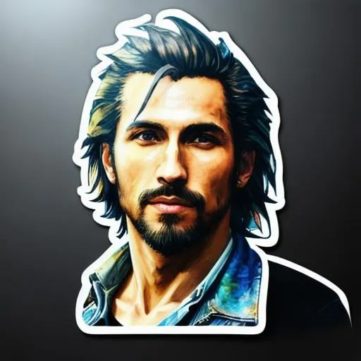 Prompt: sticker of ultra detailed portrait of Vincent, high quality cell shaded illustration in final fantasy style, full body, dynamic pose, perfect anatomy, centered, freedom, soul, approach to perfection, cell shading, 4k , cinematic dramatic atmosphere, watercolor painting, global illumination, detailed and intricate environment, artstation, concept art, fluid and sharp focus, volumetric lighting, cinematic lighting