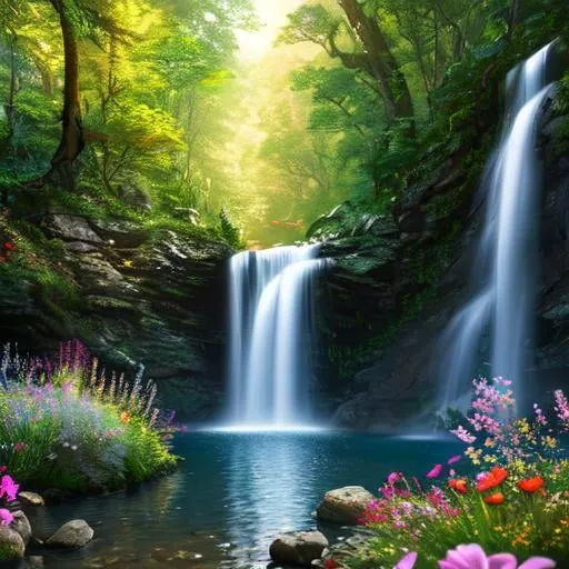 Prompt: Masterpiece, incredible details, epic realistic, ultra clarity , (intricate details:1.12), (HDR:1.4), octane render, 3d render, cgi,dramatic, bokeh, (dark shot:1.22), soft cinematic light, Fast-flowing waterfalls, mountains, rivers, fireflies, flowers, glowing butterflies, crystals, 1girl, long hair, floating hair, belt, glove, hand guard, wizard hat, intricate wizard robe,(natural skin texture, hyperrealism, soft light, sharp:1.2) <lora:epiNoiseoffset_v2:0.3> ,

