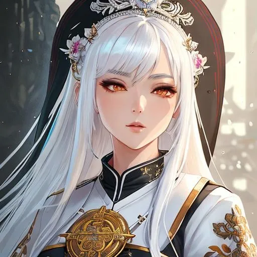 Prompt: masterpiece, illustration, best quality:1.2), 1girl, solo, full body aponia, yae miko, white hair, dignfied, finely detailed, detailed face, beautiful detailed eyes, beautiful detailed shading, raining, arknights, nun, Splash art, front, artstation, hyperdetailed intricately detailed , unreal engine, fantastical, intricate detail, splash screen, complementary colors, fantasy concept art, heavy strokes, splash arts, white hair, full height, full body, wears a long black robe