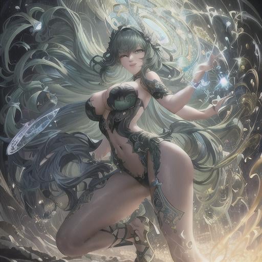 Prompt: splash art, by Greg rutkowski, hyper detailed perfect face,

beautiful kpop idol stretching, full body, long legs, perfect body,

high-resolution cute face, perfect proportions,smiling, intricate hyperdetailed green hair, light makeup, sparkling, highly detailed, intricate hyperdetailed shining eyes,  

Elegant, ethereal, graceful,

HDR, UHD, high res, 64k, cinematic lighting, special effects, hd octane render, professional photograph, studio lighting, trending on artstation, 