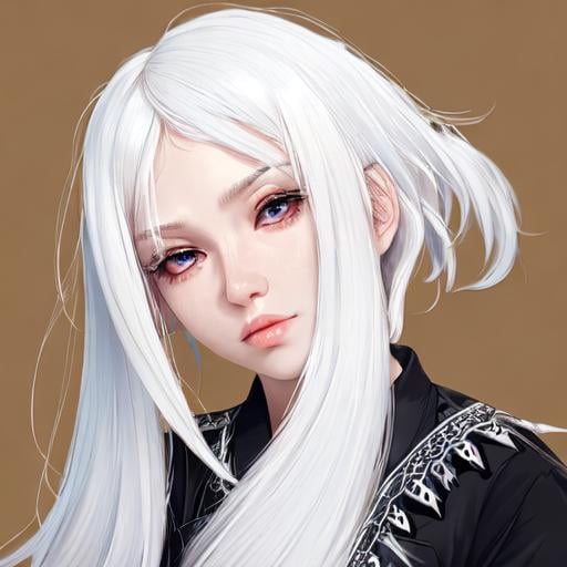 Prompt: girl,  white hair, cute, high quality, high detail