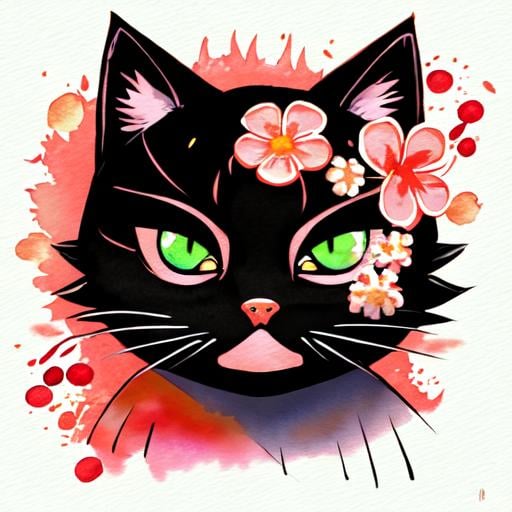 Prompt: A detailed illustration face ninja cat, fire, t-shirt design, flowers splash, t-shirt design, in the style of Studio Ghibli, pastel tetradic colors, 3D vector art, cute and quirky, fantasy art, watercolor effect, bokeh, Adobe Illustrator, hand-drawn, digital painting, low-poly, soft lighting, bird's-eye view, isometric style, retro aesthetic, focused on the character, 4K resolution, photorealistic rendering, using Cinema 4D