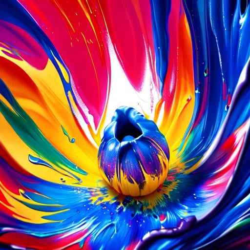 Prompt: tulip in a splatter abstract fluid suspended in the air like a wave, colorful oil paint spill with lots of thick, photorealistic, masterpiece, 16k artistic photography, volumetric soft lighting, dramatic lighting, insanely detailed.