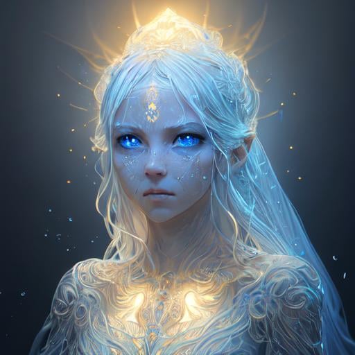 Prompt: full body of a light being, radiant, glowing light, filaments of light everywhere, intricate, cinematic lighting, highly detailed, digital painting, artstation, concept art, smooth, sharp focus, illustration, perfect face , sad expression, blue eyes, Tears are dropping from the eyes, the forehead is covered with a bit blood, 8k, UHD, HDR, (Masterpiece:1. 5), (best quality:1. 5)