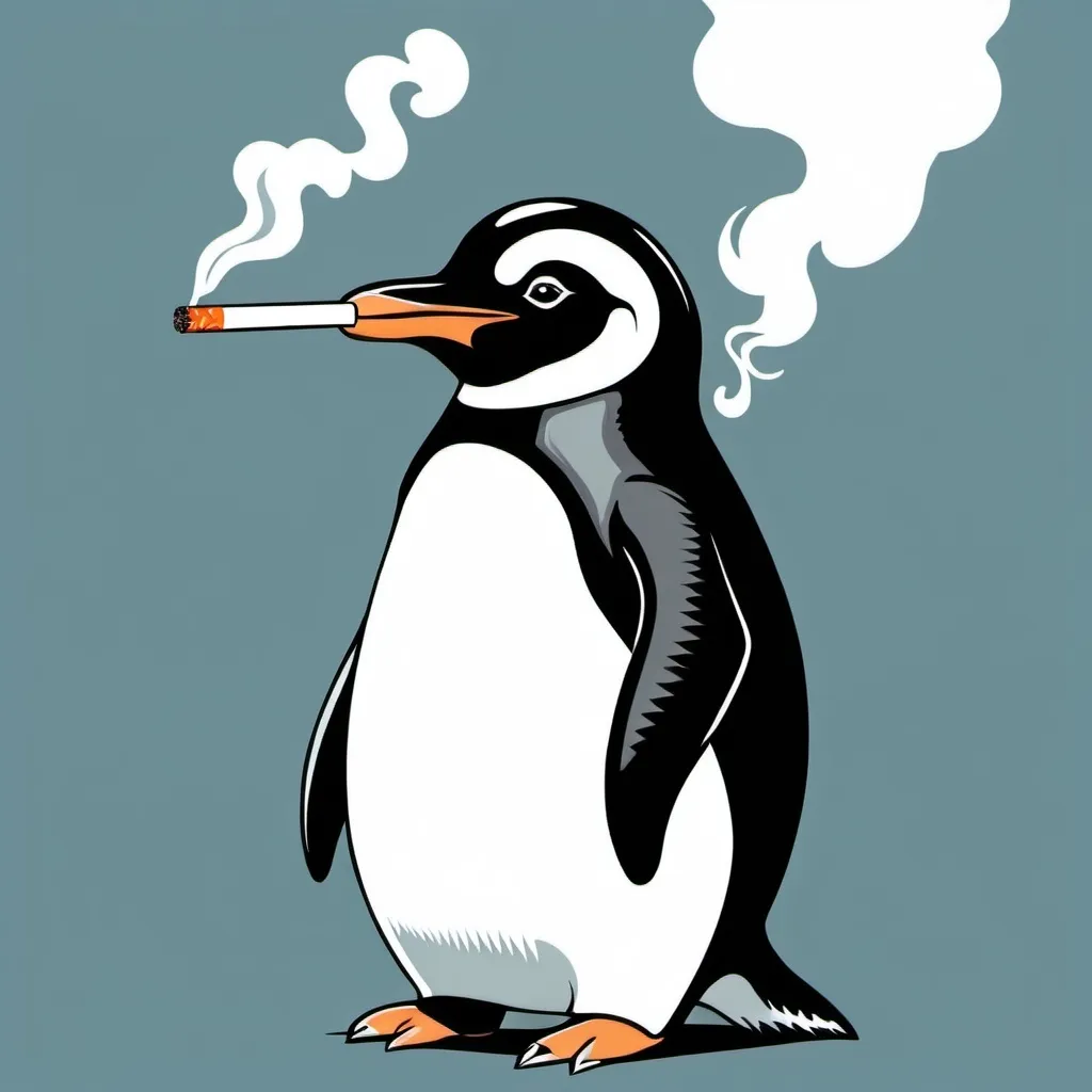 Prompt: vector art of a penguin smoking ciggarette