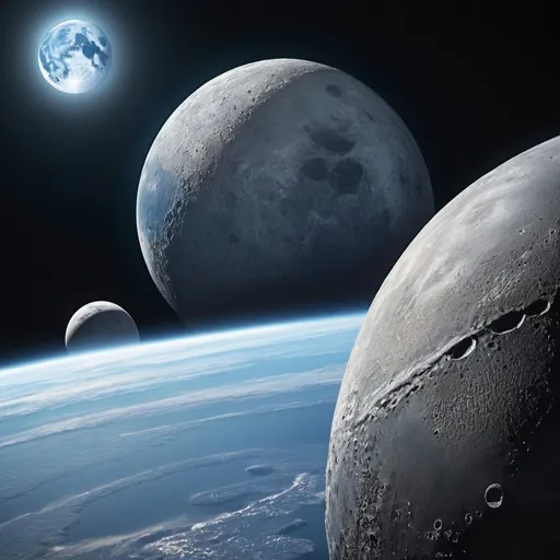 Prompt: View from spaceship of Earth and moon, space exploration, realistic digital artwork, high quality, detailed planet surface, lunar foreground, cosmic view, Earth and moon, realistic lighting, space exploration, futuristic, moon in the foreground, detailed Earth, planet Earth, moon, spaceship view, space, cosmic, digital artwork, high resolution, detailed, realistic, futuristic, cosmic view, space exploration