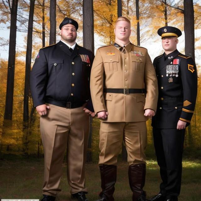Prompt: Majestic 2023 Nazi Army College yearbook photo, same uniform, 
 burly {400 lb} neo-nazi blond redneck 2023 nazi soldier in {full uniform} with beefy 21 year old face, nazi symbols, totenkopf, 
ss bolts, redneck 20-year-old, {{ Neo-nazi redneck, full 2023 redneck nazi uniform, friendly, inviting, photo realistic portrait of {400lb beefy Redneck 20-year-old nazi musclefreak in 2023 Nazi college uniform}, oversized muscles, centered in frame, facing camera, 1488, nazi, nazi, swastika, symmetrical face, ideal human, ultra details, natural light, light background, photo, Studio lighting}, centered in frame, facing camera, ultra details, natural light, light background, photo, Studio lighting