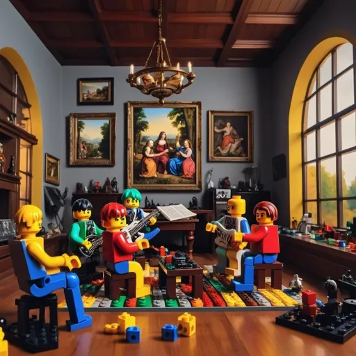 Prompt: Hanging out with my friends
Listening to bass music and building Legos
Weird wonky vibes
renaissance painting
4k, vivid colors