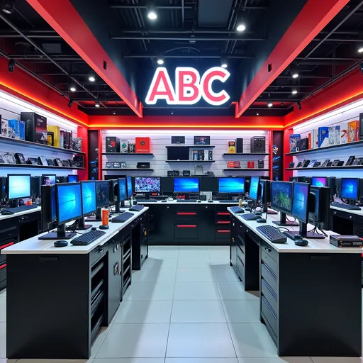 Prompt: A retail store called ABC Retailers. The store sells computer parts