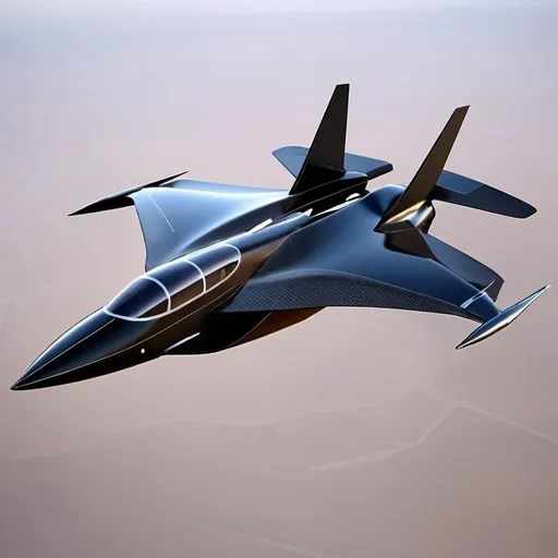 Prompt: create a six seater jet resembling a fighter jet made out of carbon fiber 