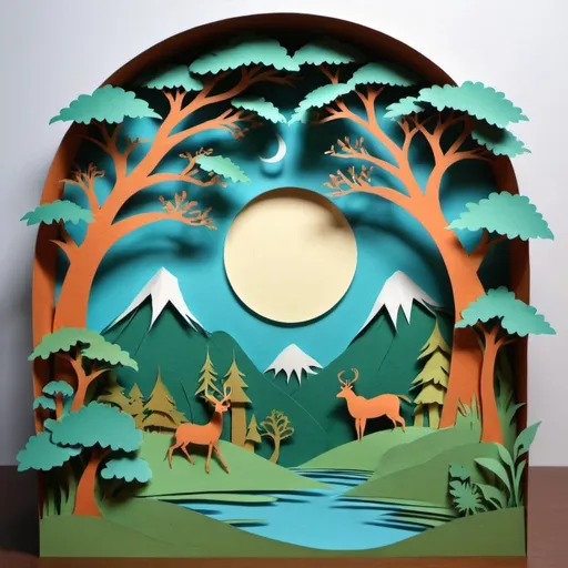 Prompt: A fantasy scene in paper art form.