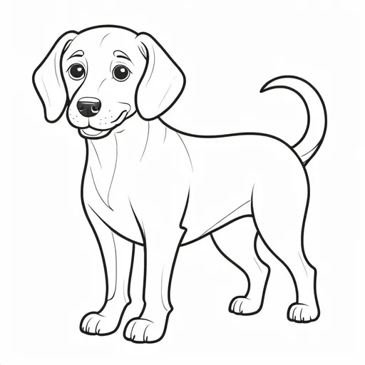 Prompt: Basic and simple Outline of a dog. Image for a coloring book for kids.