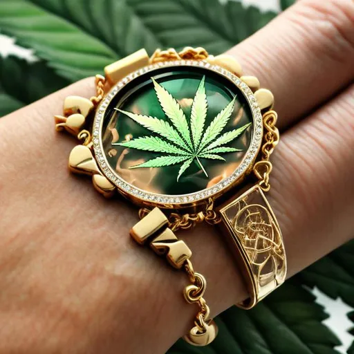 Prompt: Cannabis money jewelry watches