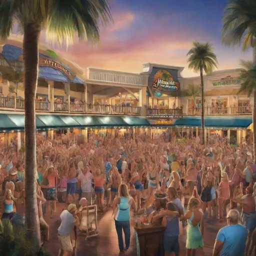 Prompt: Margaritaville Town Center during a concert 