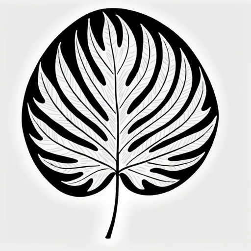 Prompt: Generate a line drawing of a Stephania erectus leaf in black and white linocut style