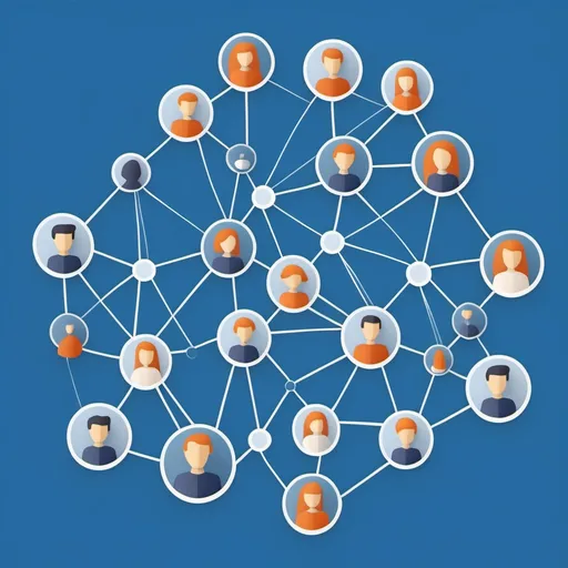 Prompt: create a social network image without text and in blue only